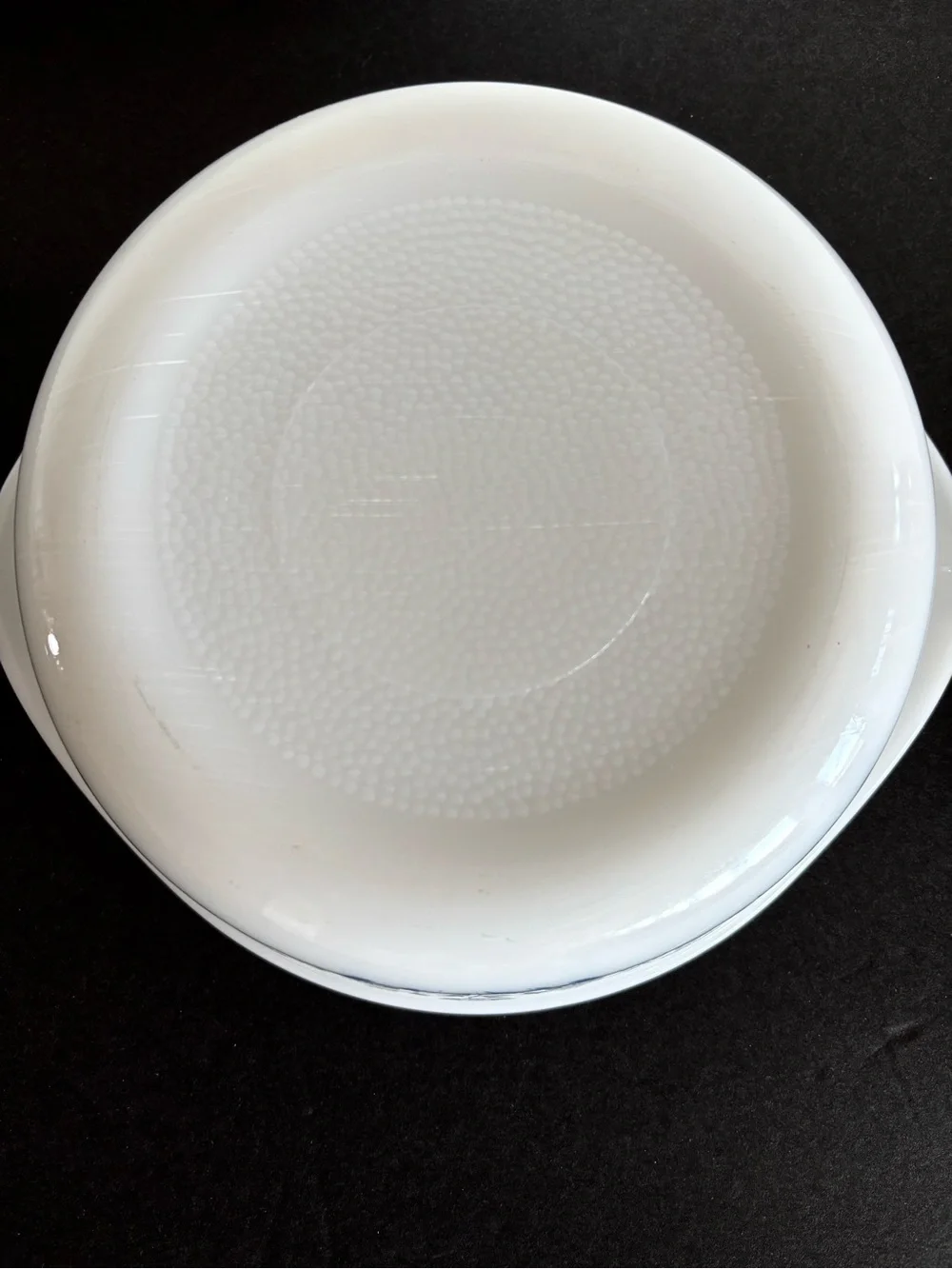 Vintage Glassbake Milk Glass Maid of Honor Blue Floral Bowl and Casserole Dish